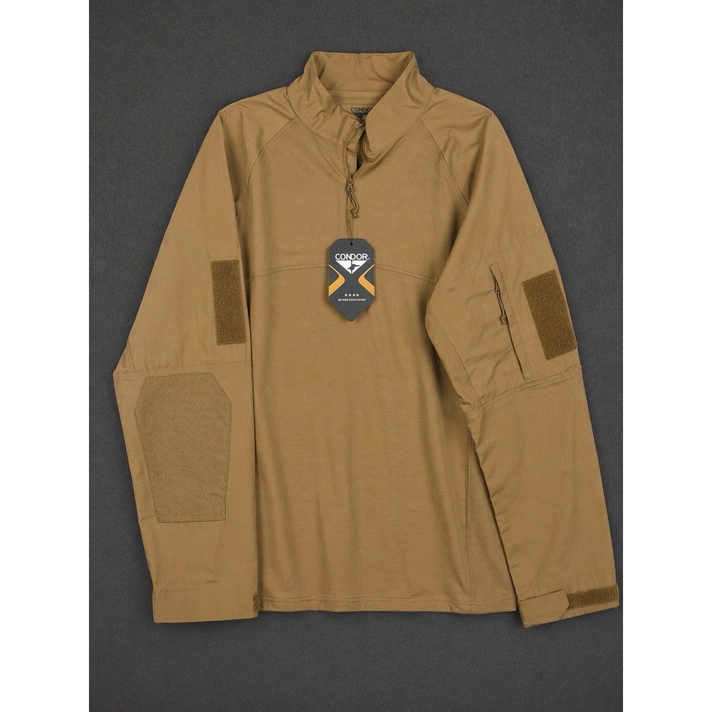Condor Tan Combat Shirt Mens XL Tactical Long Sleeve 1/4 Zip Patch Panels NWT